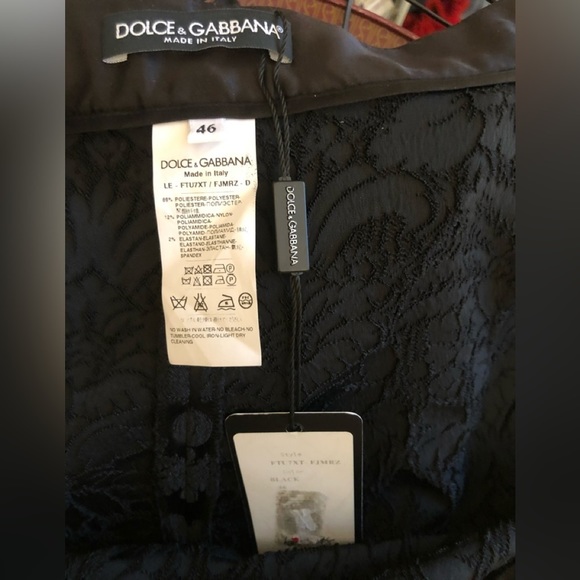 Dolce  & Gabbana large 10-12 black brocade dress pants flat front zip ankle - Picture 2 of 16